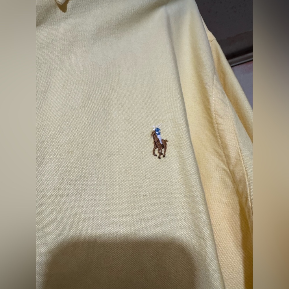 Ralph Lauren Yellow Button Down Oxford XXL Classic Fit Pony Long Sleeve Mens - Picture 2 of 4